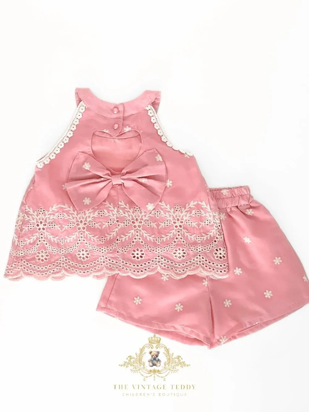NWT Pretty Girls Matching Set Blouse & Shorts Eyelet Lace Embroidered Boho 5T